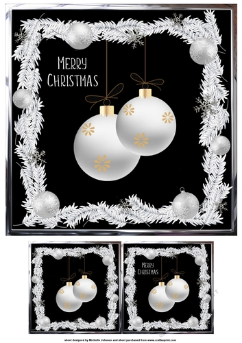 Christmas White Baubles Quick Card
