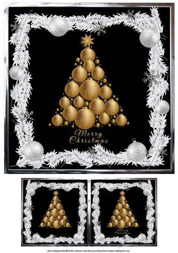 Golden bauble Christmas Tree Quick Card