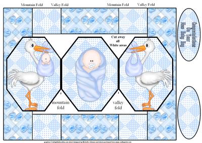 New Baby Boy Octagon Folded Pop-up Card
