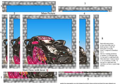 Pink and Black Subaru Car Spiral Edge Stacker