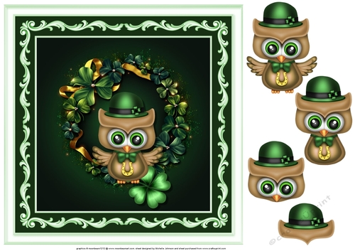 St Patricks Day 1 Owl Card Front