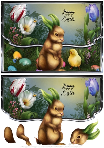 Easter Animals Fancy Edge Faux Envelope Card
