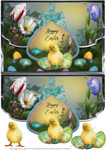 Easter Chick Fancy Edge Faux Envelope Card