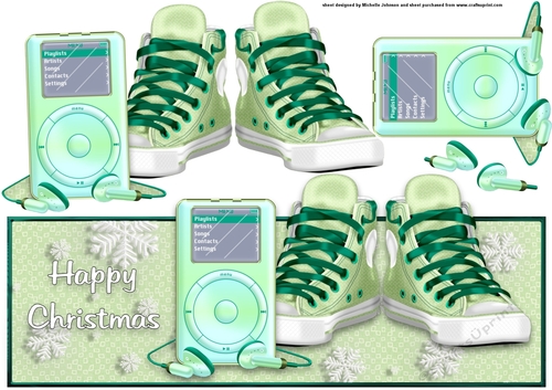 For the Kids Mp3 and Basketball Boots Christmas Over the Top Card