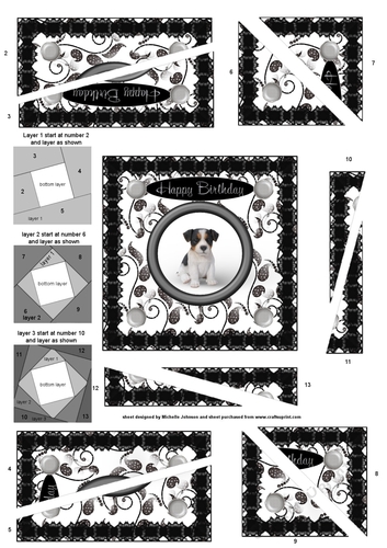 Puppies: Tri Colour Jack Russell Birthday Spiral Edge Triangle Stacker