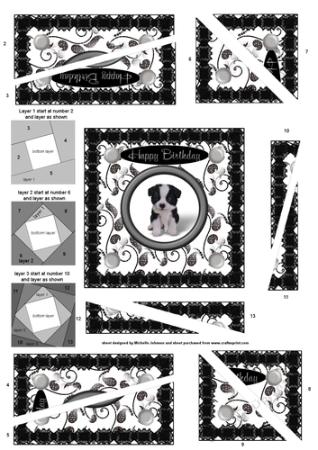 Puppies: Border Collie Birthday Spiral Edge Triangle Stacker