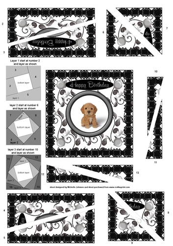 Puppies: Golden Cockerpoo Birthday Spiral Edge Triangle Stacker