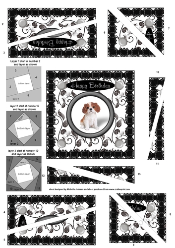 Puppies: King Charles Spaniel Birthday Spiral Edge Triangle Stacker