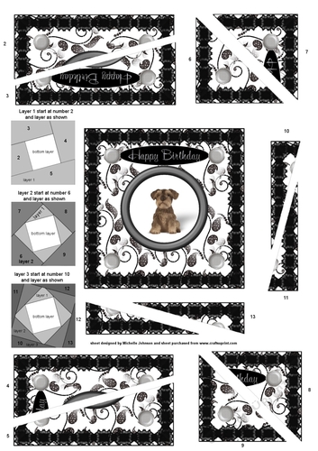 Puppies: Minature Schnauzer Birthday Spiral Edge Triangle Stacker