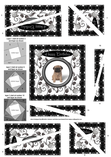 Puppies: Pug Birthday Spiral Edge Triangle Stacker