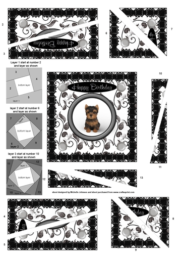 Puppies: Yorkshire Terrier Birthday Spiral Edge Triangle Stacker