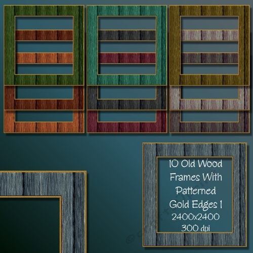 10 Old Wood Frames With Gold Patterned Edges 1