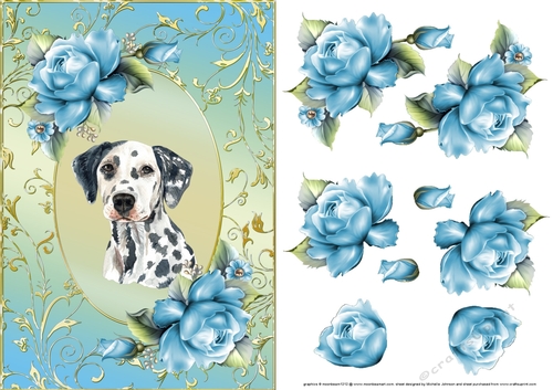 Dalmation Dog And Roses Card Front