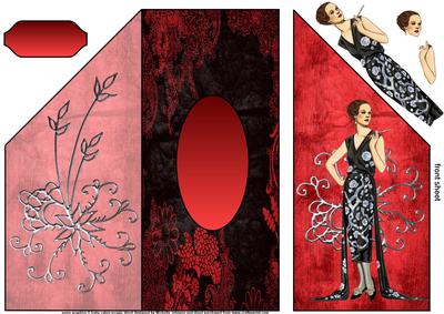 Black and Red Elegance Vintage Lady Folded Card