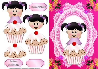 Cute Cupcake Quick Card Front with Decoupage