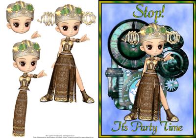 Steampunk Party Time Quick Card Front with Decoupage