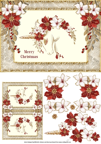 Pretty Christmas Unicorn Card Front