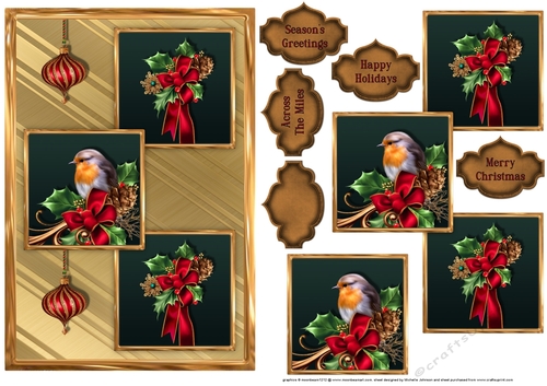 Robin Red Breast Three Square Quick Card