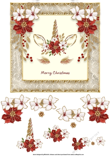 Pretty Christmas Unicorn 1 Card