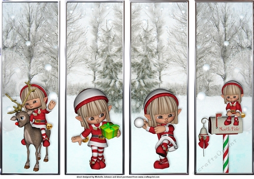 Cute Christmas Elf Characters Bookmarks 6