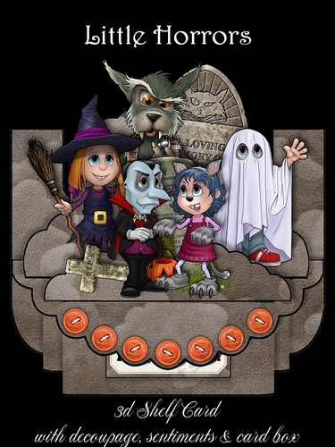 Little Horrors Halloween Or Birthday 3D Shelf Card with Card Box