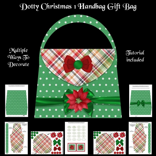 Dotty Christmas 1 Handbag Gift Bag Kit