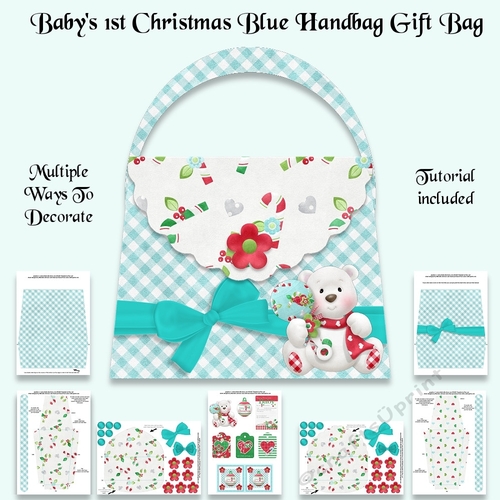Babys 1st Christmas Blue Handbag Gift Bag Kit