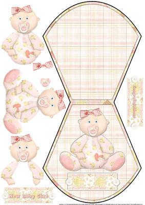 New Baby Girl Caucasian Wobble Card