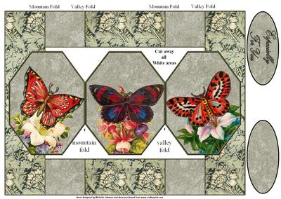 Vintage Butterflies Octagon Folded Pop-up Card 1