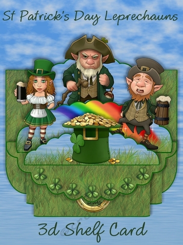 St Patricks Day Leprechauns 3D Shelf Card Kit with Card Box