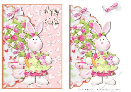 Easter Bunny Girl 3 Scalloped Edge Envelope Card