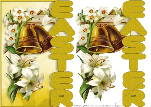Vintage Lilies and Bells 1 Easter Over the Side Card