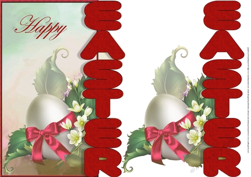 Vintage Easter Egg, Bow and Flowers 1 Over the Edge Card