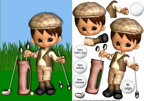 Anyone for Golf 1 Card Front with Decoupage