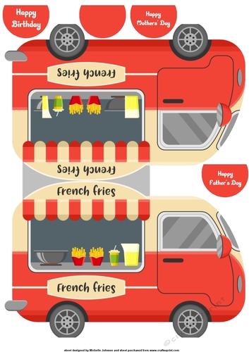 The French Fries Street Food Van Shaped Card