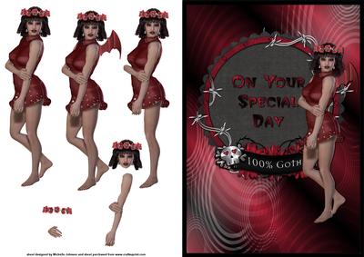 100% Goth Quick Card Front with Decoupage