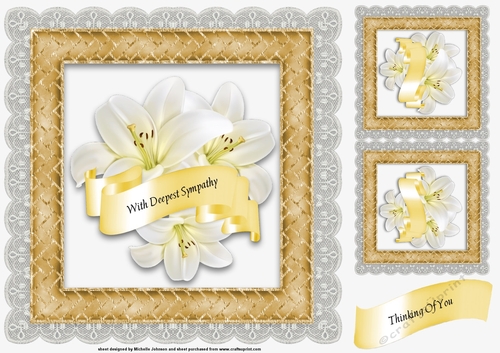 7.5 x 7.5 Inch Sympathy Lilies Card Front