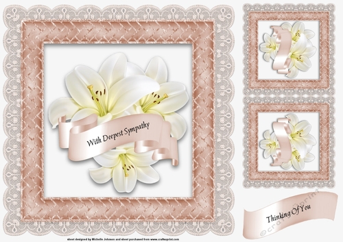 7.5 x 7.5 Inch Sympathy Lilies Card Front 1