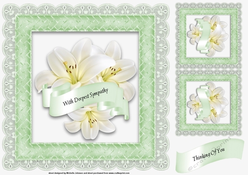 7.5 x 7.5 Inch Sympathy Lilies Card Front 2