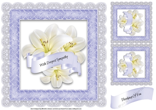 7.5 x 7.5 Inch Sympathy Lilies Card Front 3