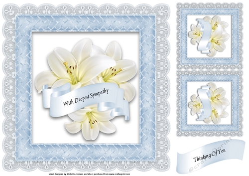 7.5 x 7.5 Inch Sympathy Lilies Card Front 4