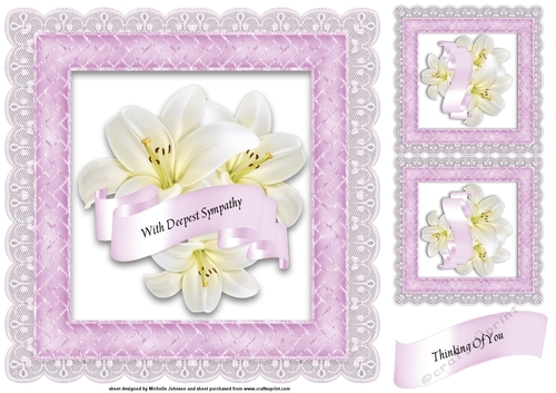 7.5 x 7.5 Inch Sympathy Lilies Card Front 5
