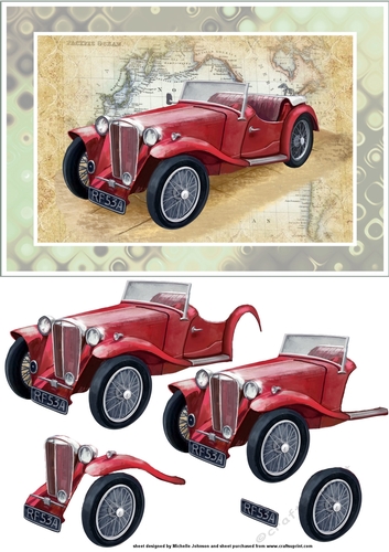 Old Vintage Red Car Card