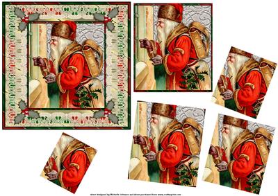 Vintage Santas Knocking Christmas Twisted Pyramid