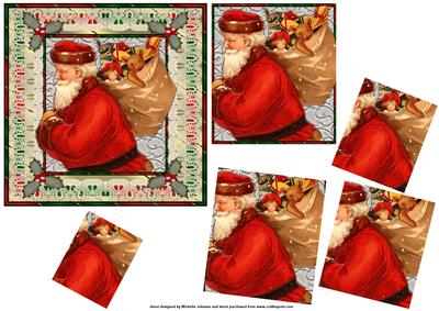 Vintage Santa and His Sack Christmas Twisted Pyramid