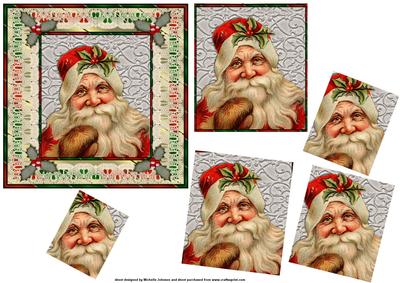 Vintage Santa Christmas Twisted Pyramid