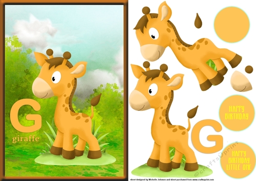 G Is For Giraffe Card Front