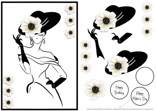 Black & White Elegant Lady Card Front