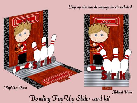 Bowling Boy Red Pop-up Slider Card Kit