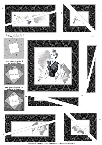 Aged Look Retro Vintage Black & White Ladies Spiral Edge Triangle Stacker
